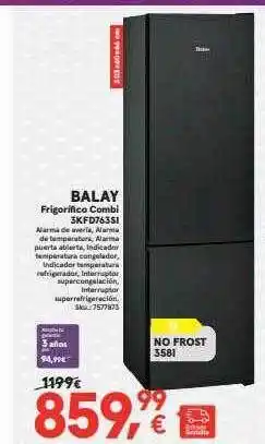 Worten Balay frigorifico combi 3kfd763si oferta