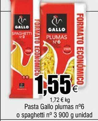 FROIZ Pasta gallo plumas n°6 o spaghetti n° 3 oferta