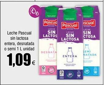 FROIZ Leche pascual sin lactosa entera, desnatada o semi oferta