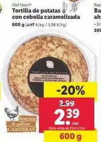 Lidl Chef select tortilla de patatas con cebolla caramelizada oferta