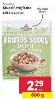 Lidl Crownfield muesli crujiente oferta