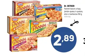 Coviran Dr. Oetker Panini Bacon Crispy, Jamón-Queso, 4 Quesos, Atún o Barbacoa 250g oferta