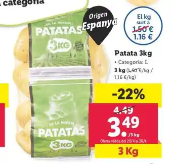Lidl Patata 3kg oferta