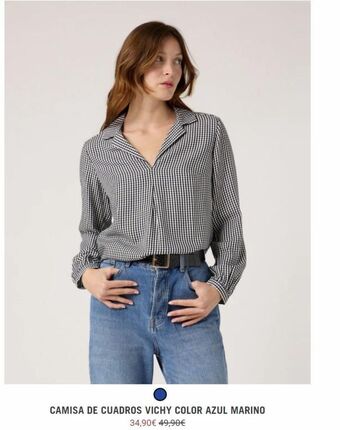 Naf Naf Camisa de cuadros vichy color azul marino oferta
