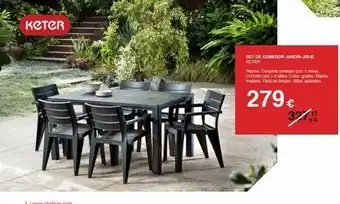 Кетер pyth set de comedor jardin julie keter resina conjunto formado por: 1 mesa (147x90 cm) + 6 sillas. color: grafito. e
