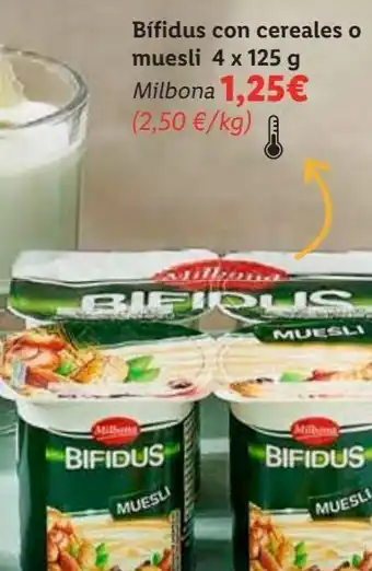 Lidl Yogur con cereales milbona oferta