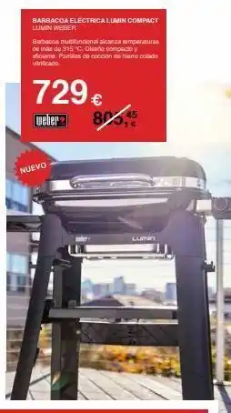 Chafiras Barbacoa eléctrica lumin compact lumin weber barbacoa multifuncional alcanza temperaturas de más de 315 °c. diseño compacto oferta