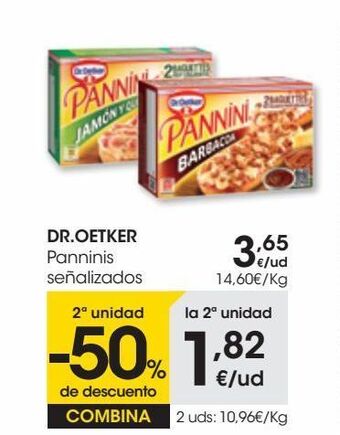 Eroski Dr. oetker pannini de jamón y queso 250 g oferta