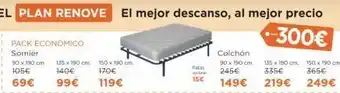 Hipermueble Pack económico somier 90 x 190 cm. 105€ 69€ 135 x 190 cm. 150 x 190 cm. 140€ 170€ 119€ 99€ 15€ colchón 90 x 190 cm 2 oferta