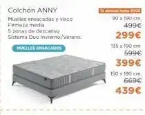 Hipermueble Colchón anny muelles ensacados y visco firmeza media 5 zonas de descanso sistema duo invierno/verano. muelles ensacados t oferta