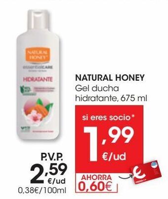 Eroski Natural honey gel ducha hidratante 675 ml oferta