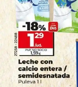 Maxi Dia Leche con calcio entera/ semidesnatada puleva 1l oferta