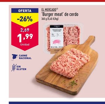 ALDI El Mercado Burger Meat De Cerdo oferta