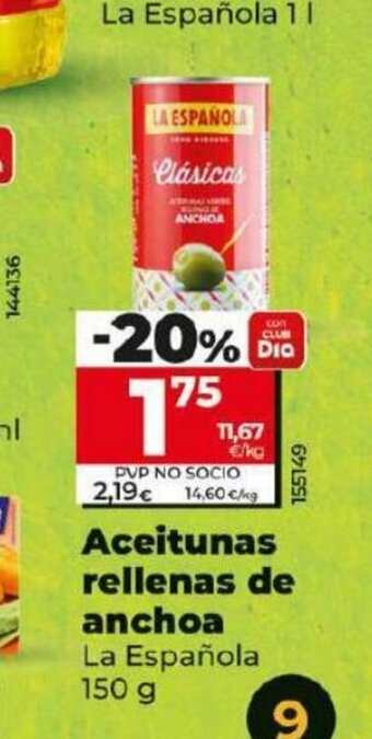 Dia Aceitunas Rellenas de Anchoa oferta