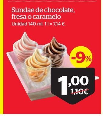 La Sirena Sundae de chocolate ,fresa o caramelo oferta