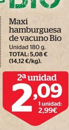 La Sirena Maxi hamburguesas de vacuno bio oferta