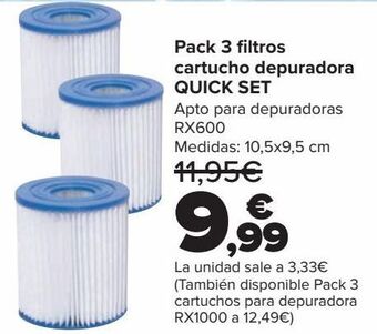 Carrefour Pack 3 filtros cartucho depuradora quick set oferta