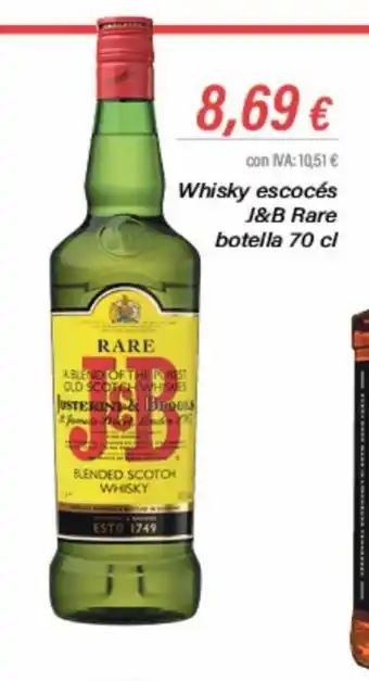 Whisky Escocés J&B rare Botella 70cl