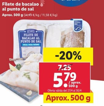 Lidl Filete de Bacalao Al Punto De Sal oferta