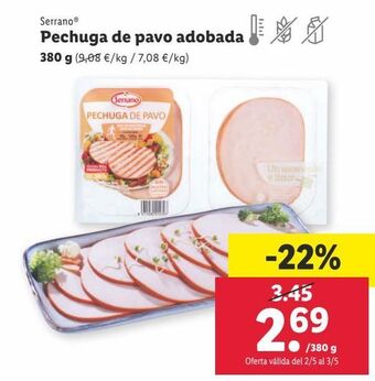 Lidl Pechuga de pavo serrano oferta