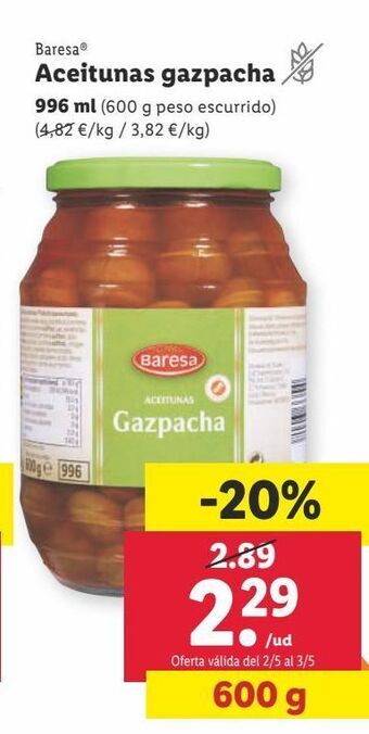 Lidl Aceitunas baresa oferta
