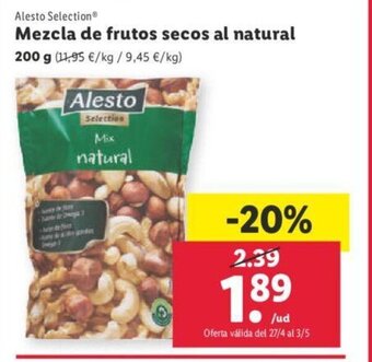 Lidl Mezcla De Frutos Secos al Natural oferta