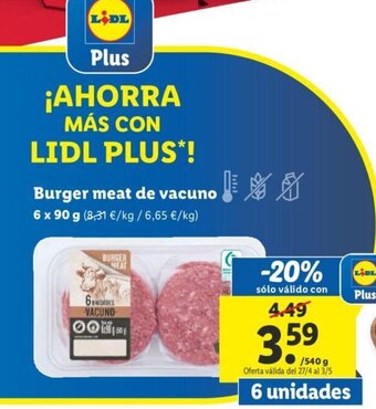 Lidl Burger Meat De Vacuno oferta
