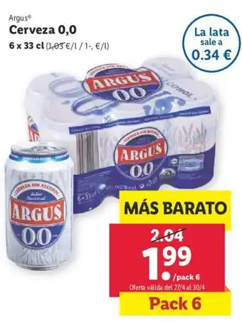 Lidl Argus Cerveza 0.0 oferta