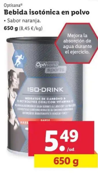 Lidl Optisana Bebida Isotónica En Polvo 650g oferta