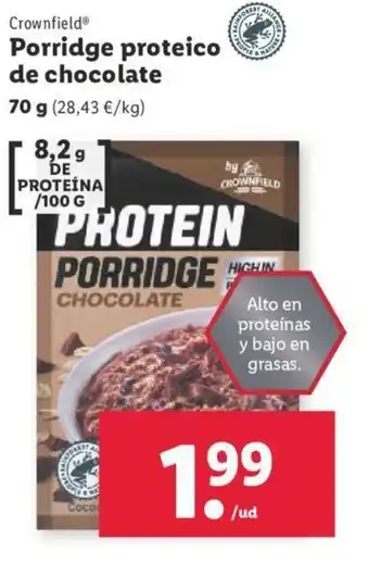 Lidl Crownfield Porridge Proteico De Chocolate 70g oferta