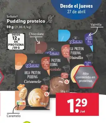 Lidl Belbake Pudding Proteico 59g oferta