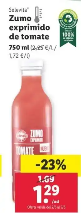 Lidl Solevita Zumo Exprimido De Tomate oferta