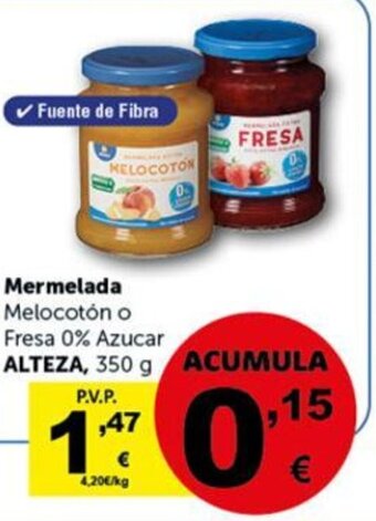 Masymas Mermelada Melocotón o Fresa 0% Azúcar Alteza oferta