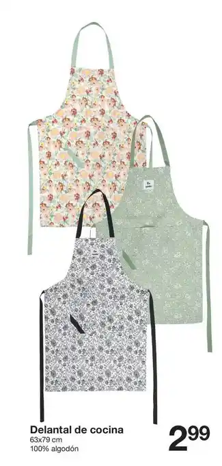 Zeeman Delantal de cocina 63 x 79 cm 100% algodón oferta