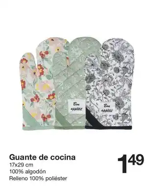 Guante de cocina 17 x 29 cm 100% algodón Relleno 100% poliéster