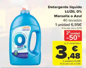 Carrefour Detergente Líquido Luzil 0% Marsella o Azul oferta