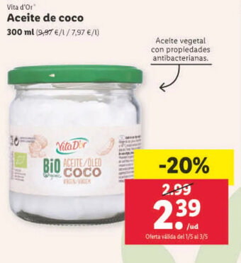 Lidl Aceite de Coco oferta