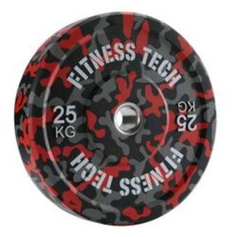 Decathlon Disco bumper plate musculación fitness tech 25kg camuflaje rojo unidad oferta