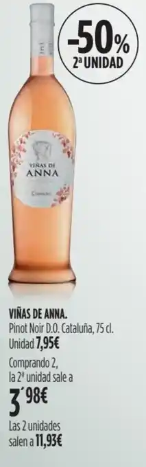 Hipercor VIÑAS DE ANNA. Pinot Noir D.O. Cataluña, 75 cl. oferta