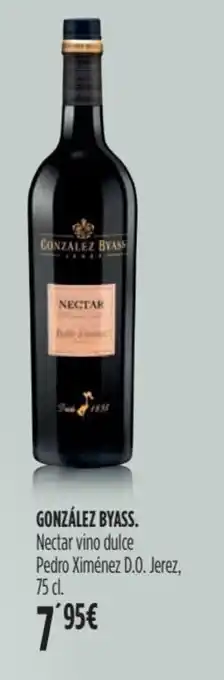 Hipercor GONZÁLEZ BYASS. Nectar vino dulce Pedro Ximénez D.O. Jerez, 75 cl. oferta