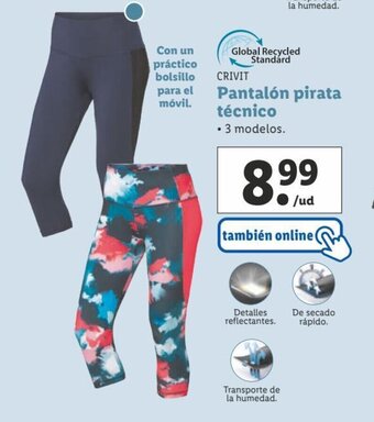 Lidl CRIVIT Pantalón pirata técnico oferta