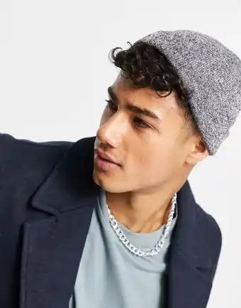 Asos Gorro de pescador pequeño negro y blanco de canalé de hilos retorcidos de asos design oferta