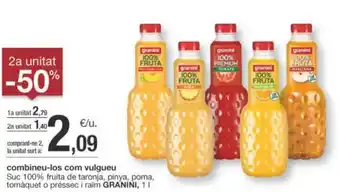 BonpreuEsclat combineu-los com vulgueu Suc 100% fruita de taronja, pinya, poma, tomàquet o préssec i raïm GRANINI, 1L oferta