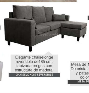 Atrapamuebles Elegante chaiselonge reversible de 185 cm. tapizada en gris con estructura de madera. CHAISELONGE REVERSIBLE oferta