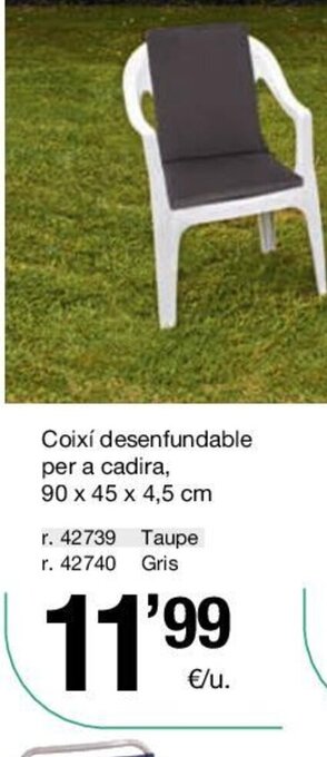 BonpreuEsclat Coixí desenfundable per a cadira amb posicions, 115 x 45 x 4,5 cm oferta