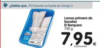 Alimerka El Barquero Lomos primera de bacalao 750g oferta