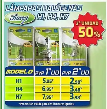 Lámparas Halógenas H1, H4, H7
