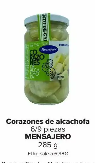 Carrefour Corazones de alcachofa 6/9 piezas mensajero oferta