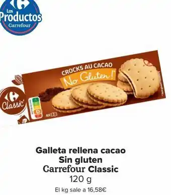 Carrefour Galleta rellena cacao sin gluten carrefour classic oferta