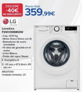Costco Lavadora carga frontal lg oferta